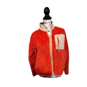 J.CREW WEEKEND S/M Teddy Superplush Sherpa Full-Zip Jacket Orange AH858